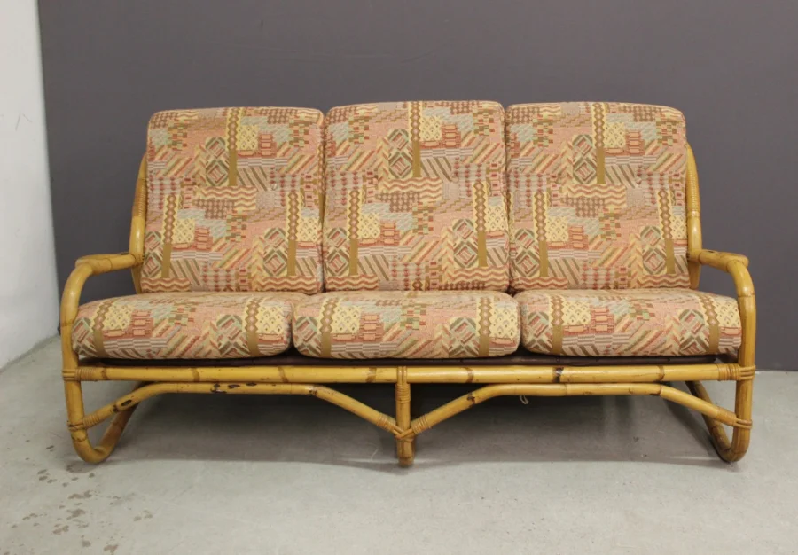 Three-seater Rattan Sofa Circa 1970
