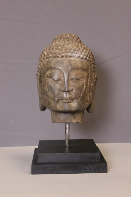 Tête de Bouddha en Pierre XIX