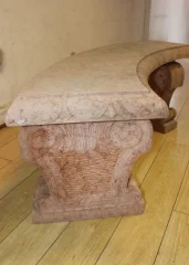 Pair of Perlino Pink Marble Garden Benches, 20th Century