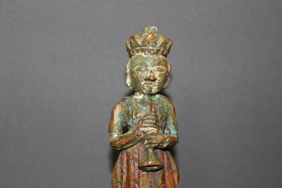 Pair Of Polychrome Wood Sculptures , North India XIX