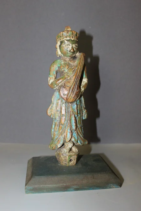 Pair Of Polychrome Wood Sculptures , North India XIX