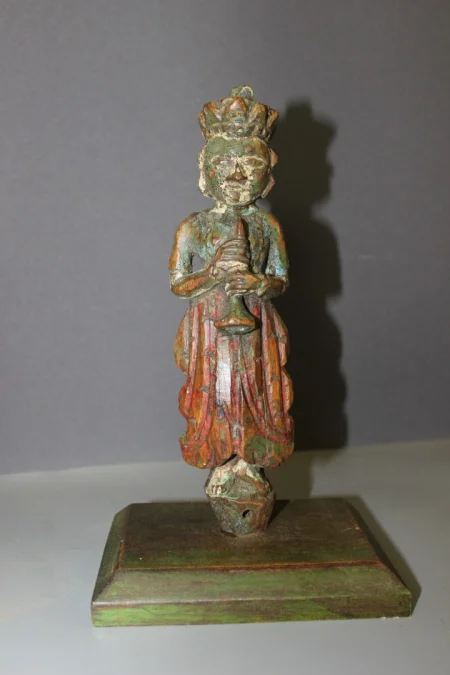 Pair Of Polychrome Wood Sculptures , North India XIX