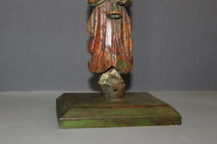 Pair Of Polychrome Wood Sculptures , North India XIX