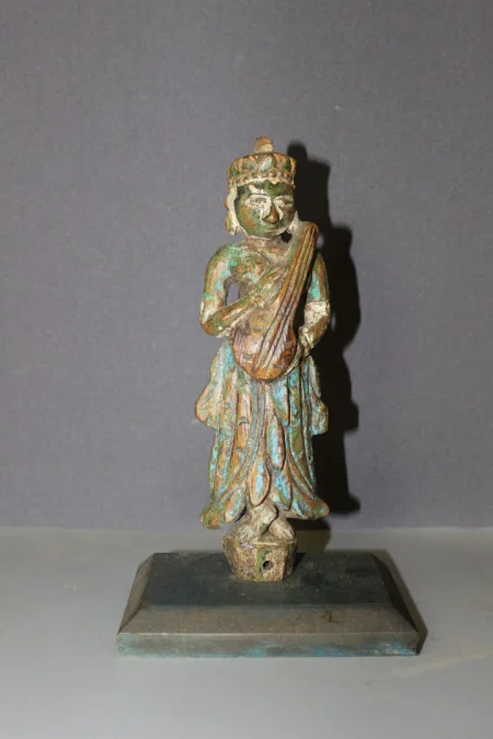 Pair Of Polychrome Wood Sculptures , North India XIX