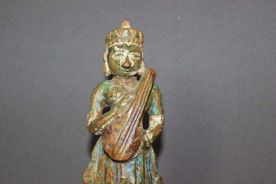 Pair Of Polychrome Wood Sculptures , North India XIX