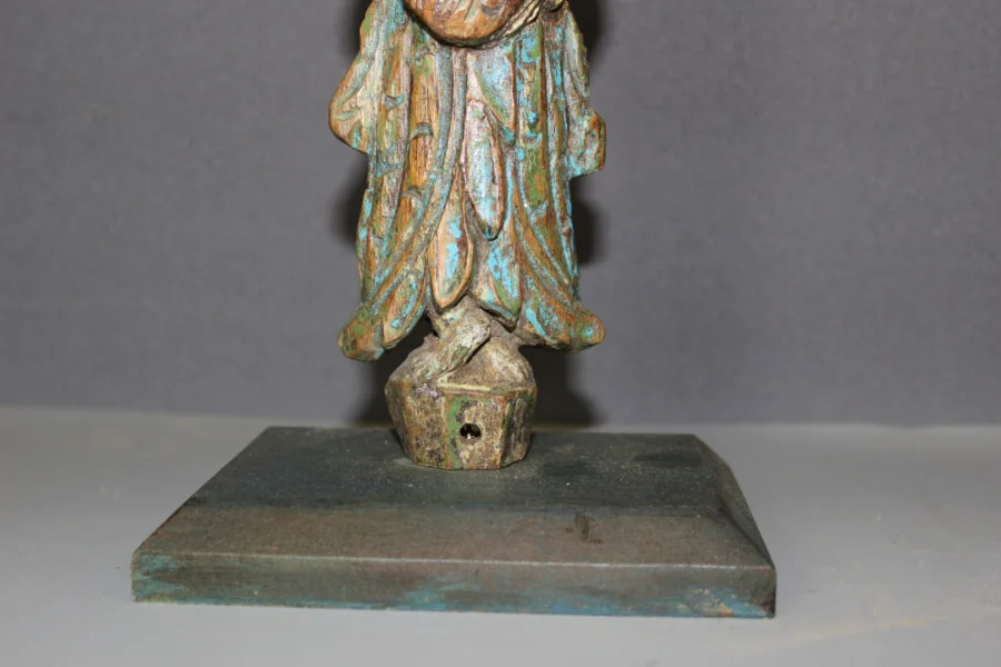 Pair Of Polychrome Wood Sculptures , North India XIX