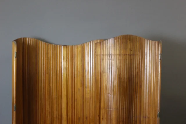 Paravent Baumann en Lattes de Bois vers 1950