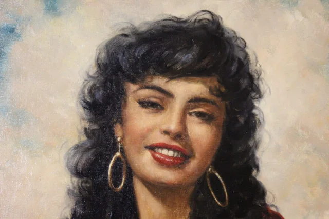 Óleo sobre lienzo "La Gitane Au Bouquet" por Alain David — Muy buen estado