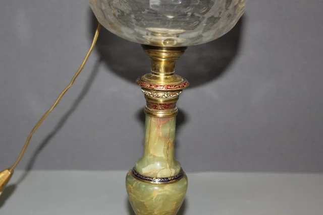 Napoleon III Onyx and Cloisonné Enamel Oil Lamp — Very good condition