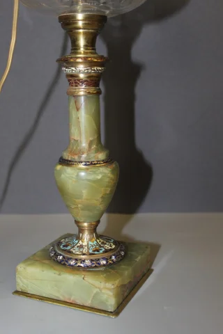 Napoleon III Onyx and Cloisonné Enamel Oil Lamp — Very good condition