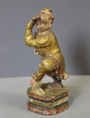 印度19世纪鎏金木雕舞猴雕像