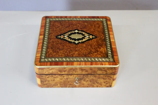 Napoléon III marqueterie juwelenkistje, laat 19e eeuw — Zeer goede staat