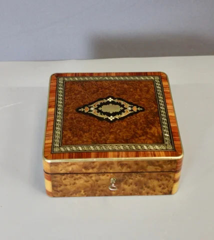 Napoléon III marqueterie juwelenkistje, laat 19e eeuw — Zeer goede staat