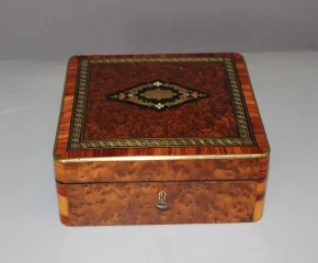 Napoléon III marquetry jewellery box, late 19th century