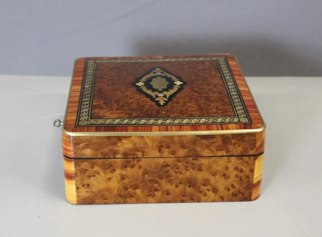 Napoléon III marqueterie juwelenkistje, laat 19e eeuw — Zeer goede staat