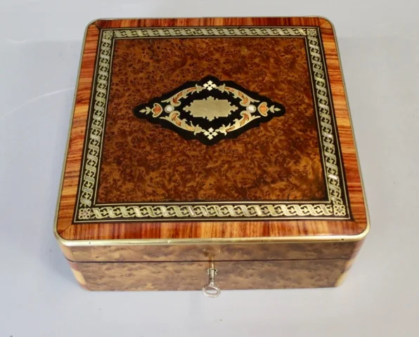 Napoléon III marqueterie juwelenkistje, laat 19e eeuw — Zeer goede staat