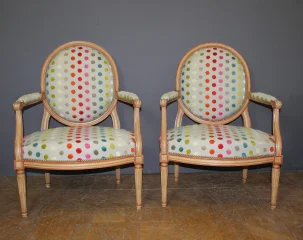 Paar Louis XVI Stijl Medaillon Fauteuils