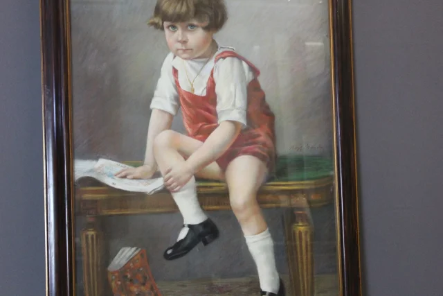 Pastello "Il bambino seduto" 122/81 cm, circa 1890 — Buono stato
