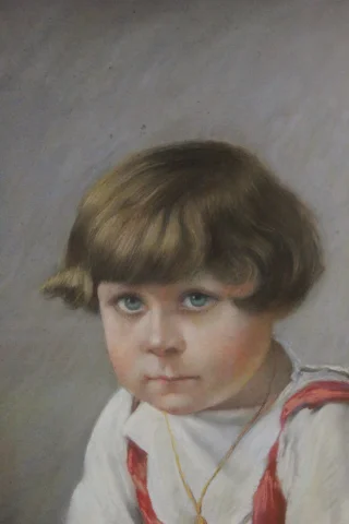 Pastello "Il bambino seduto" 122/81 cm, circa 1890 — Buono stato