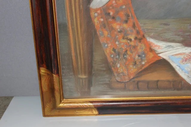 Pastello "Il bambino seduto" 122/81 cm, circa 1890 — Buono stato