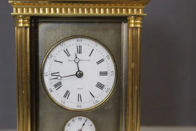 Reloj de Viaje, Bronce Dorado, por Bailly Whihel Lyon — Muy buen estado