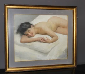 Groot pastel van vrouwelijk naakt, Franse school, gedateerd 1924