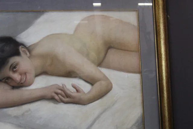 Groot pastel van vrouwelijk naakt, Franse school, gedateerd 1924 — Zeer goede staat