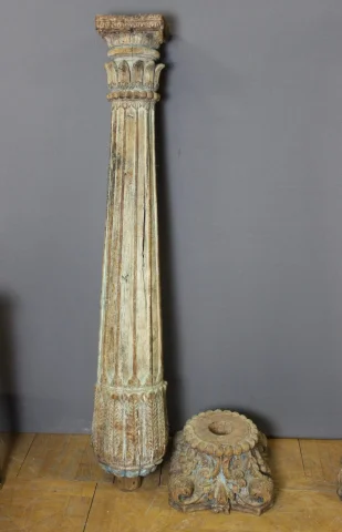 Paar Geschnitzte Holzsäulen, 173 cm, 19. Jahrhundert — Guter Zustand