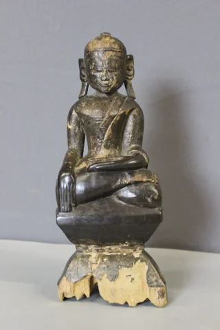 Buddha in Legno Intagliato e Laccato, Laos, Inizio XIX Secolo — Buono stato