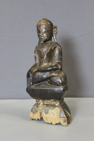 Buddha in Legno Intagliato e Laccato, Laos, Inizio XIX Secolo — Buono stato