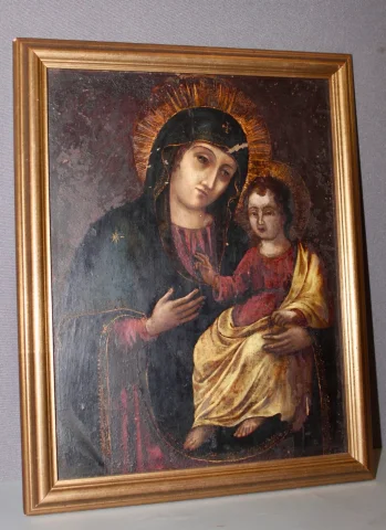 Öl auf Kupfer, Madonna mit Kind, spätes 18. Jahrhundert — Guter Zustand