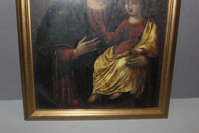 Öl auf Kupfer, Madonna mit Kind, spätes 18. Jahrhundert — Guter Zustand