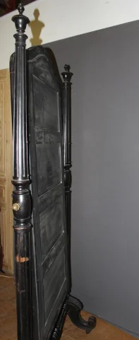 Espejo Psiqué Napoléon III en Madera Lacada en Negro, Siglo XIX — Muy buen estado