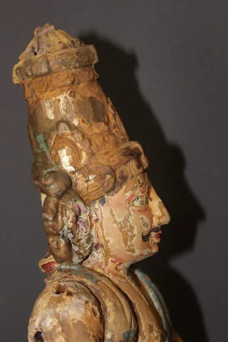 Guardián de Templo, Escultura Policromada, India, Finales del Siglo XIX — Buen estado