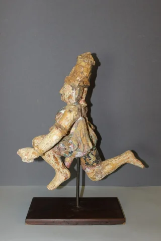 Guardián de Templo, Escultura Policromada, India, Finales del Siglo XIX — Buen estado