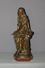 Bronze, Die Mandolinenspielerin von Paul Eugène Mengin, 19. Jahrhundert