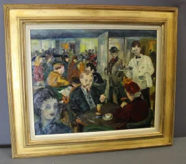 Öl auf Holz „Café de Paris" von Henriette Germain