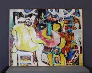 Olio su tela intitolato "Bavardage" di Gabriel Guy