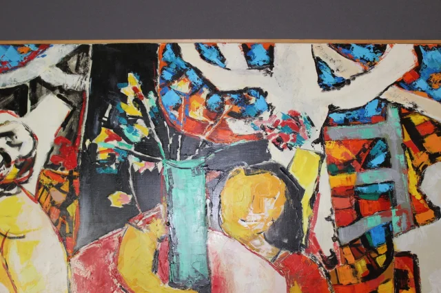 Olio su tela intitolato "Bavardage" di Gabriel Guy — Ottimo stato