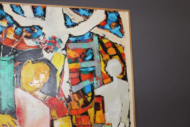 Olio su tela intitolato "Bavardage" di Gabriel Guy — Ottimo stato
