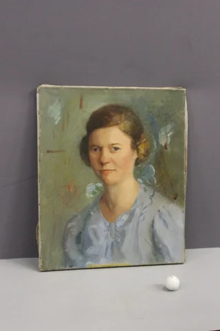 Olieverf op doek – Portret van Jeanne Proust, circa 1940 — Zeer goede staat