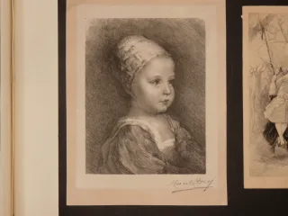Un buste d'enfant, Lithographie sur chine appliquée, époque 19ème.