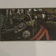 Bateau avec voiles, gravure époque 20ème.