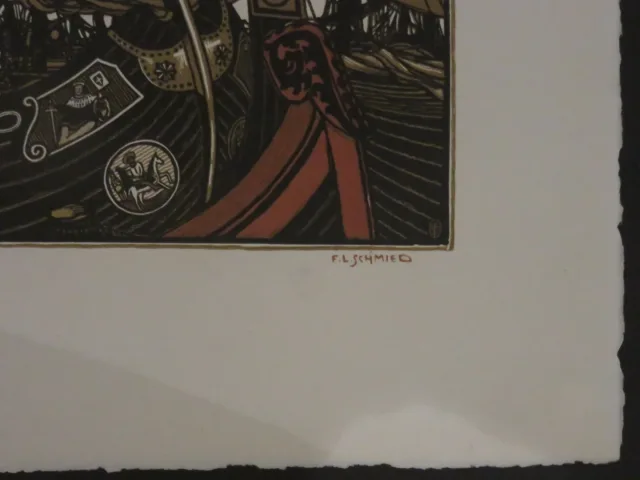 Bateau avec voiles, gravure époque 20ème.