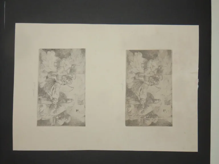 Angesiedelt mit Persönlichkeiten und Enfant, Eaux-fortes époque 19ème.