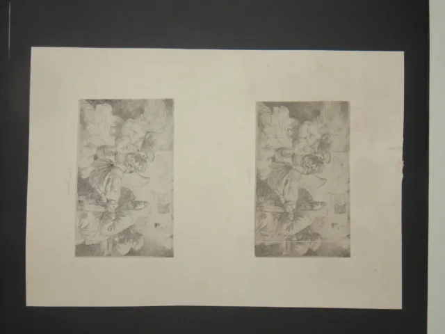 Anges ailc personnages et enfant, eaux-fortes époque 19ème.