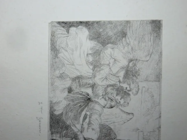 Anges ailc personnages et enfant, eaux-fortes époque 19ème.