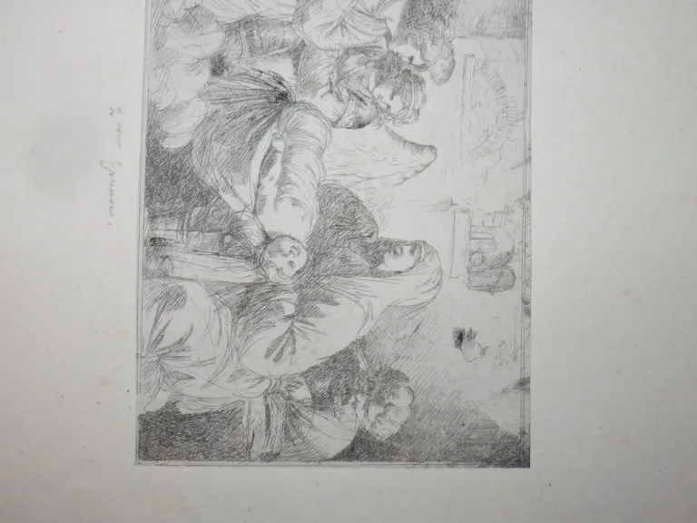 Angesiedelt mit Persönlichkeiten und Enfant, Eaux-fortes époque 19ème.