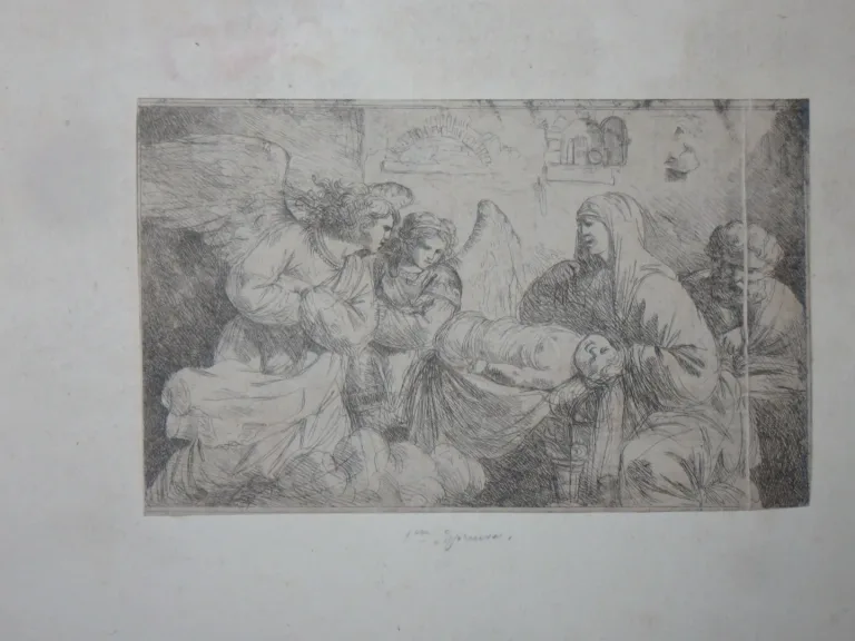 Angesiedelt mit Persönlichkeiten und Enfant, Eaux-fortes époque 19ème.