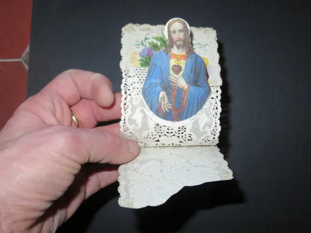 Image pieuse, dentelle, Christ, époque début 20ème.